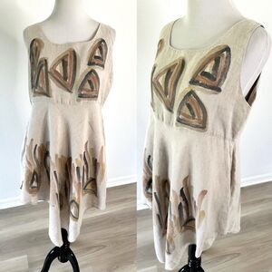 Anna Passerotti Womens M Tunic Linen Art to Wear Sleeveless Made In Italy